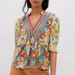 Anthropologie Bl^nk London Multi color floral blouse XL